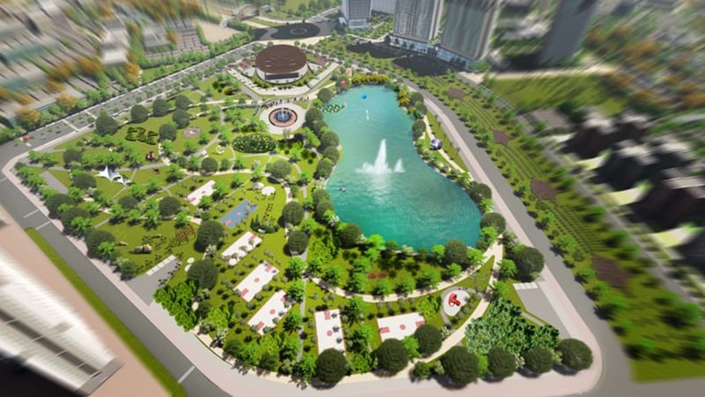Dự án Công viên Hồ điều hoà liền kề chung cư Mỹ Đình Pearl đã bắt đầu khởi công xây dựng